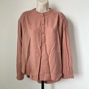 Lou & Grey Long Sleeve Top‎ Size M Quarter Button Up Blouse